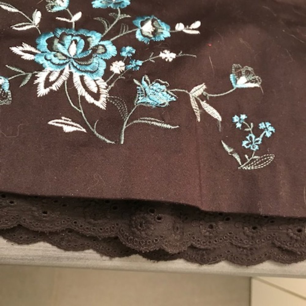 Embroidered Skirt with Peekaboo Lace Hem NWOT - Picture 5 of 11
